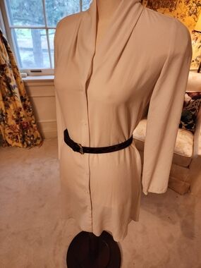 Wilfred Cream Button-Front Long Sleeve Dress